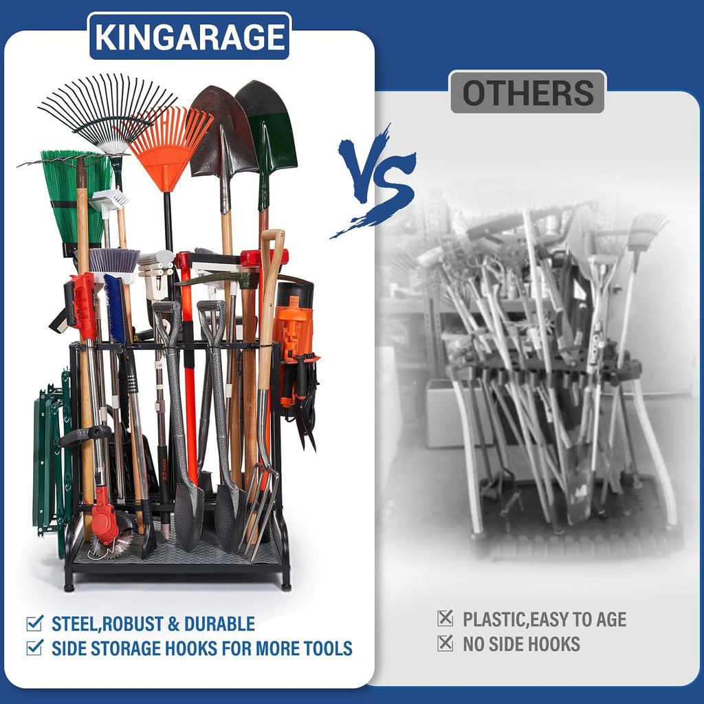 Garden Tool Organizer, Yard Tools Rack Holds 55 Long-Handled Tools/Rakes/Brooms for Garage Organization and Storage