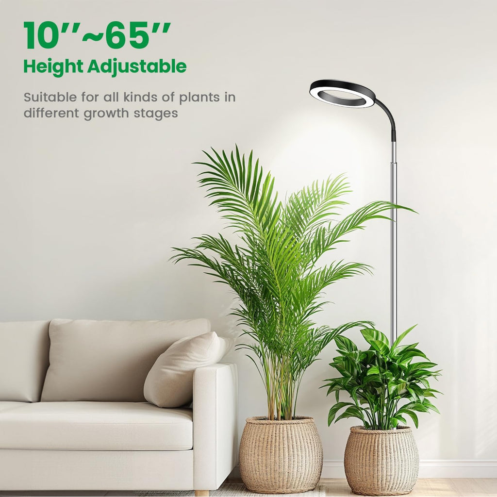 Plant Light, Full Spectrum Grow Light, 65'' Height Adjustable 3Pack | 6000K Grow Light, 3 Colors Modes, 5 Dimmable