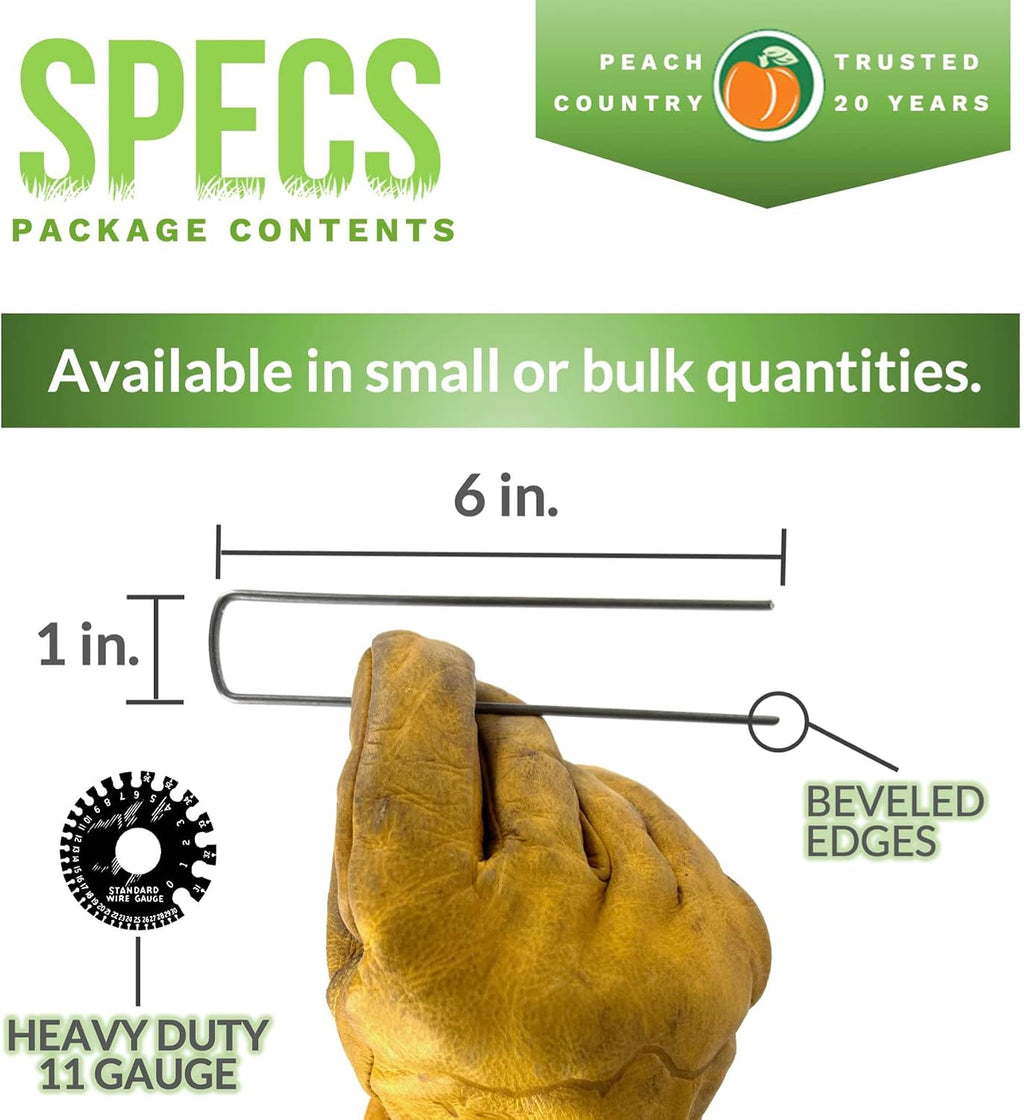 Peach CountryPeach Country Galvanized Garden Stakes Landscape Staples: 6 Inch Sod and Fence Stake - Sturdy Rust