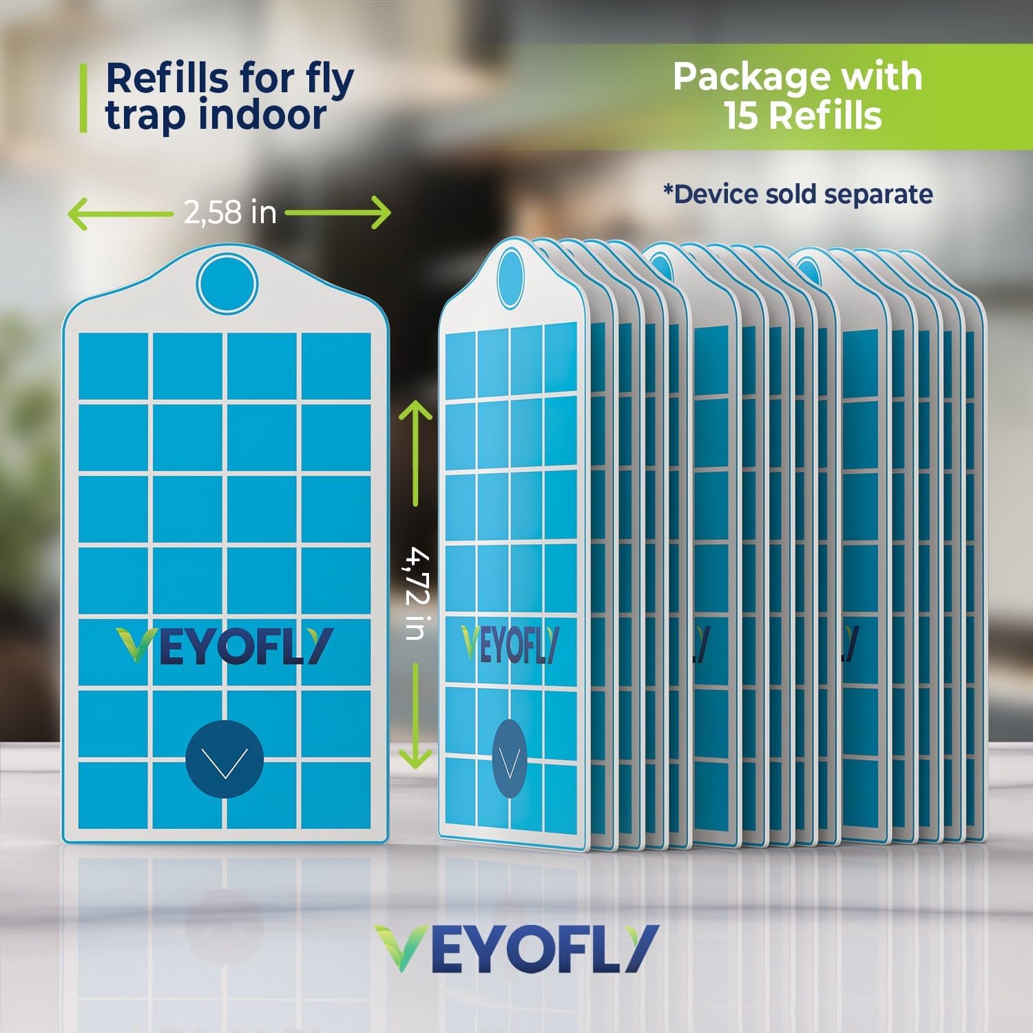 VEYOFLY Official Refill Fruit Fly Traps Indoor, Gnat Trap | 15-Pack | Slide-in refills, fits your trap, strong adhesive