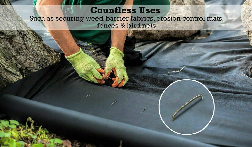 Sandbaggy 8 Inch Long x 2 Inch Wide Extra Wide Landscape Staples~ Fabric Pins Garden Ground Cover Stakes (100 Staples)