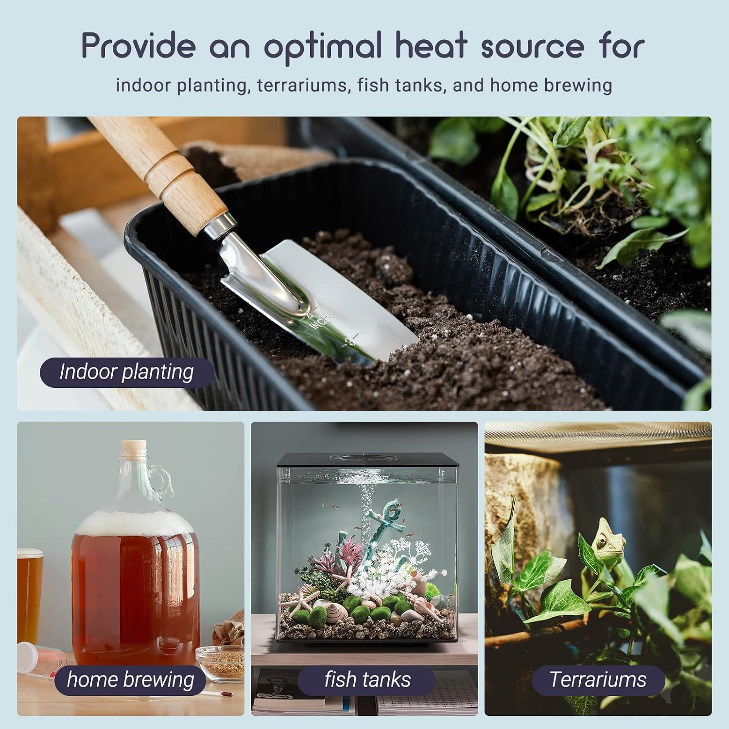 LUXBIRD 2 Pack Seedling Heating Mat for Seed Starting, 10”x 20.75” Durable Waterproof Warm Hydroponic Heating Pad for