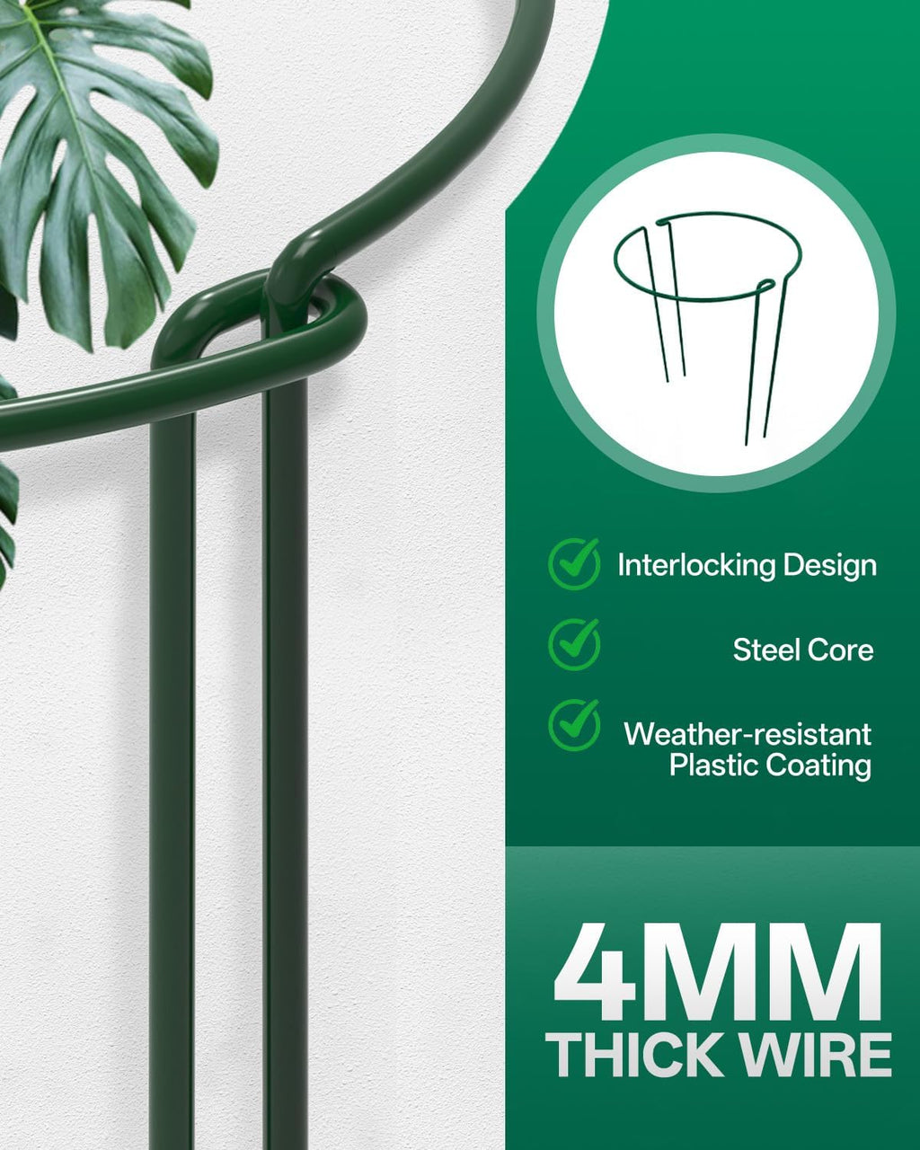 16 Pack 16 In Plant Support Stakes, Peony Cages And Supports with 15 Lable | Rust-proof Metal Plant Stakes, Plant