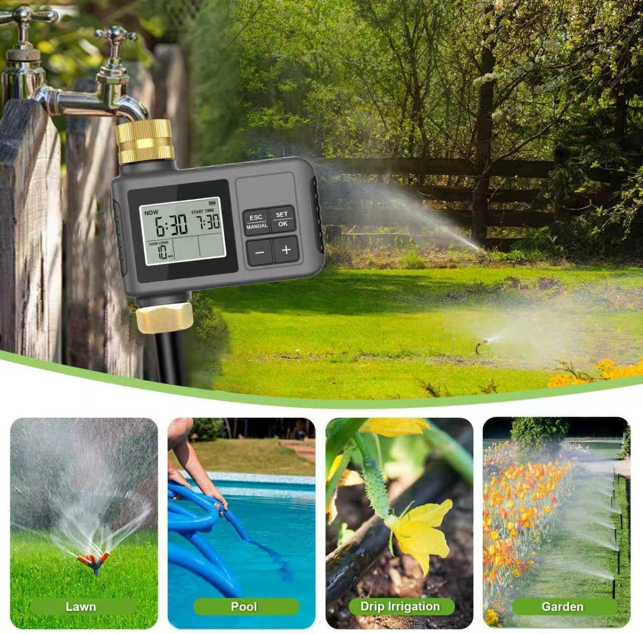 60FT Drip Irrigation System with Smart Water Timer | Brass Connectors, 360° Adjustable Nozzles and Bendable Tubing for
