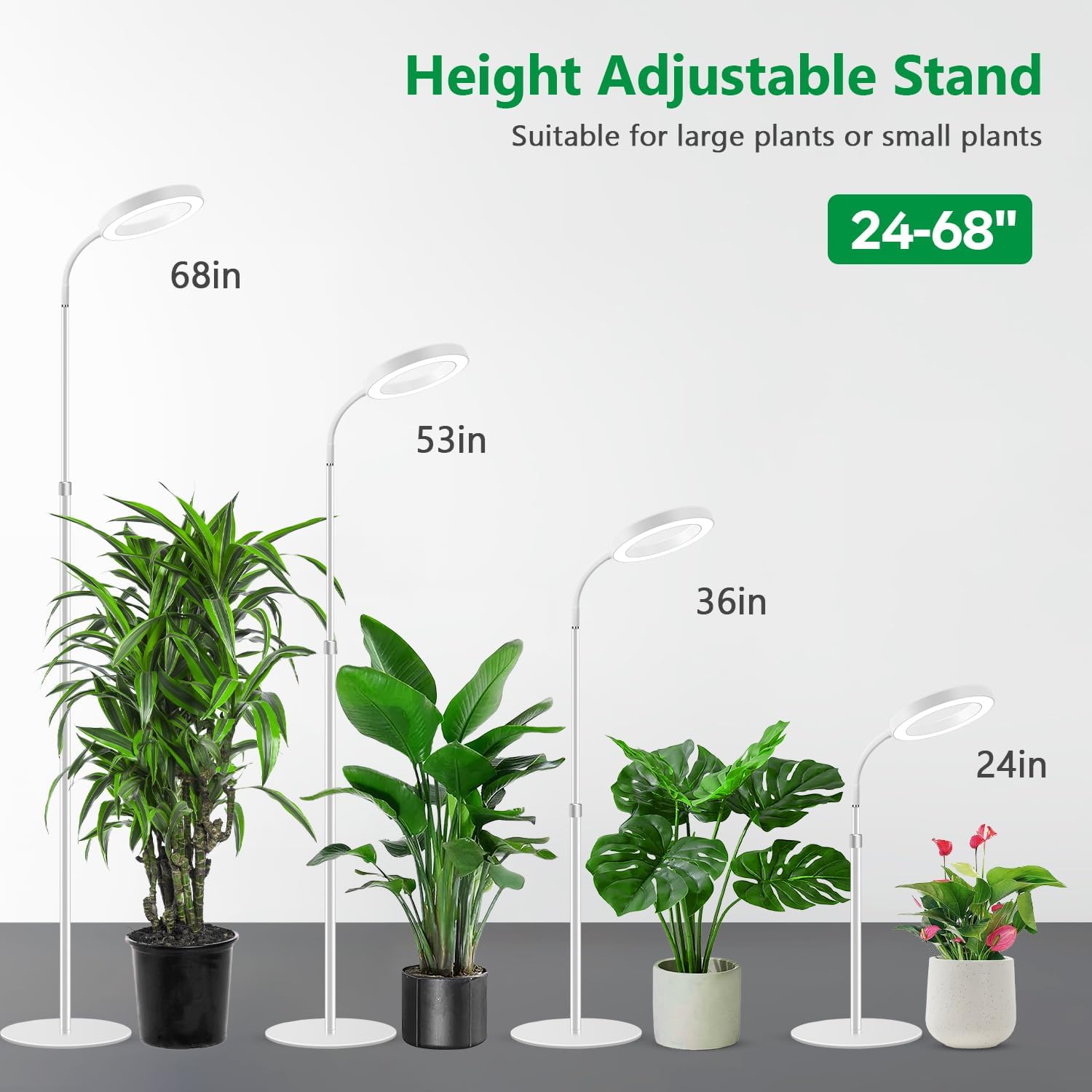 Aumtrly Floor Grow Light Full Spectrum with 68" Stand for Tall Indoor Plant | 80 LED Growing Lamp for Large Plants with