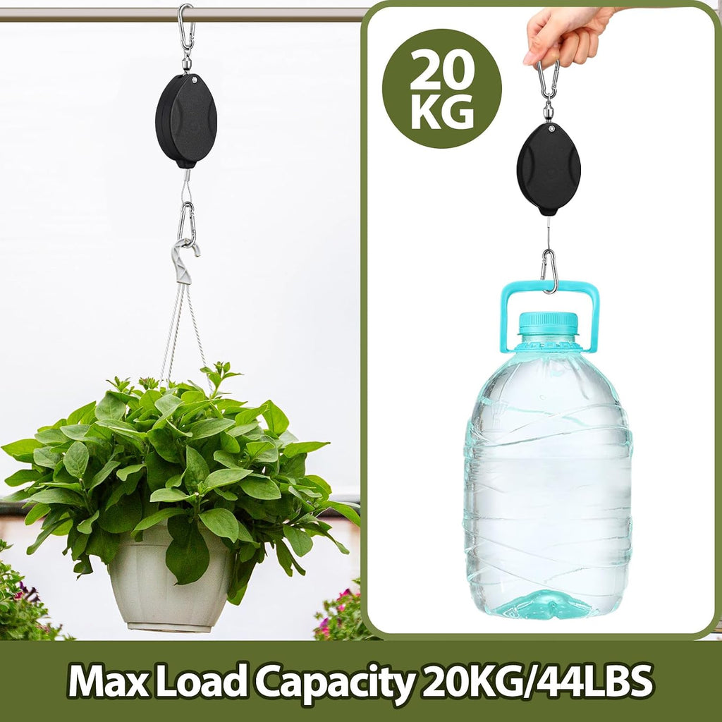 Leinuosen 4 Pack Upgraded Plant Pulleys for Hanging Plants Heavy Duty Retractable Plant Hanger, 304 Stainless Steel