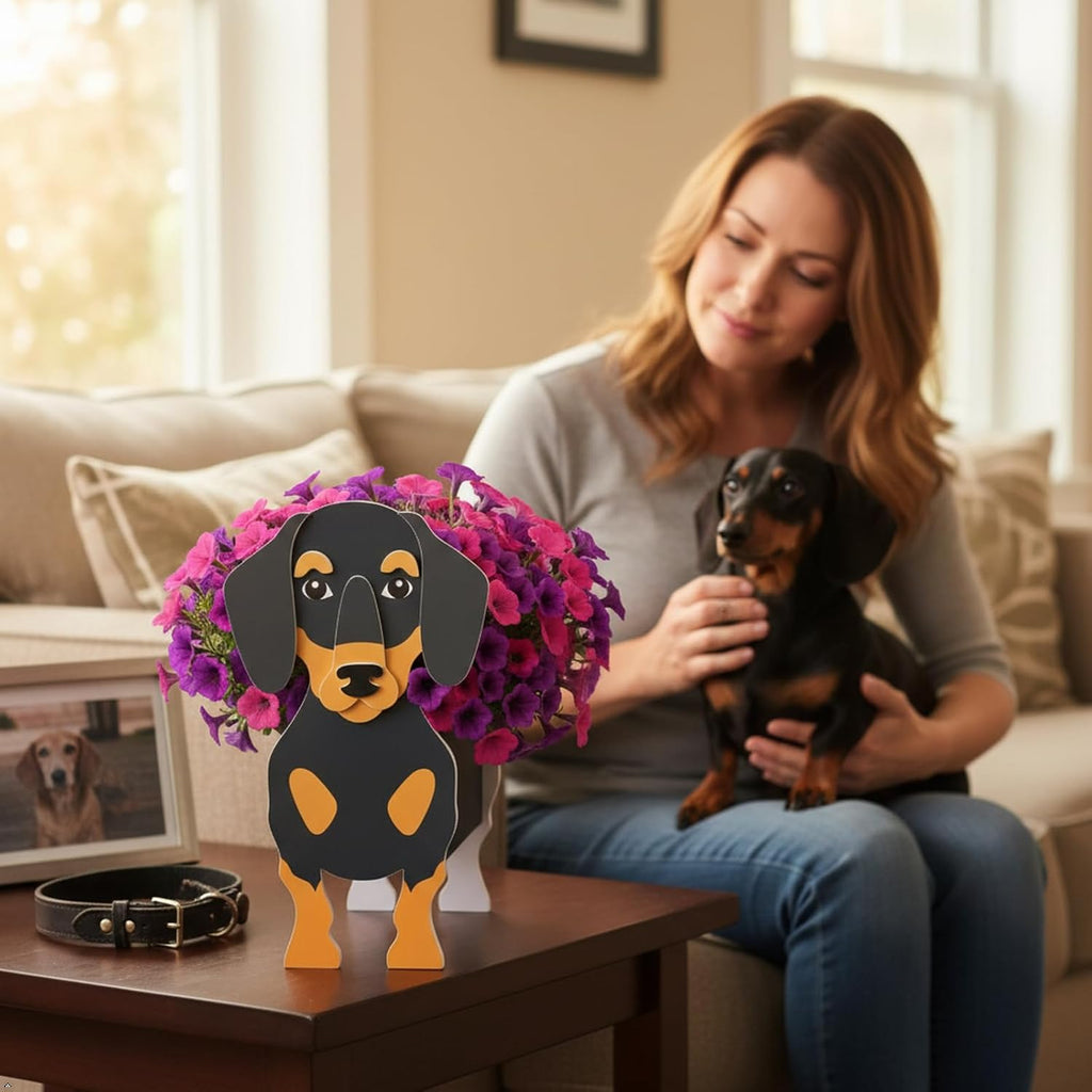 Dachshund Dog Planter Pots, Animal Shaped Plant Pot | Halloween Fall Decor for Indoor Outdoor Garden, Cute Plant Gift