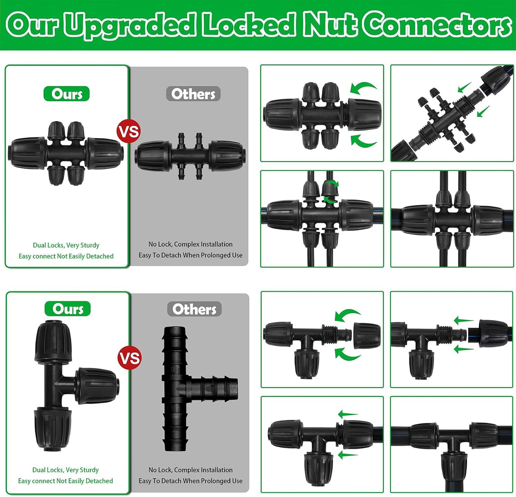 Upgraded Drip Irrigation System, 233FT Automatic Irrigation System, Watering Misting System for