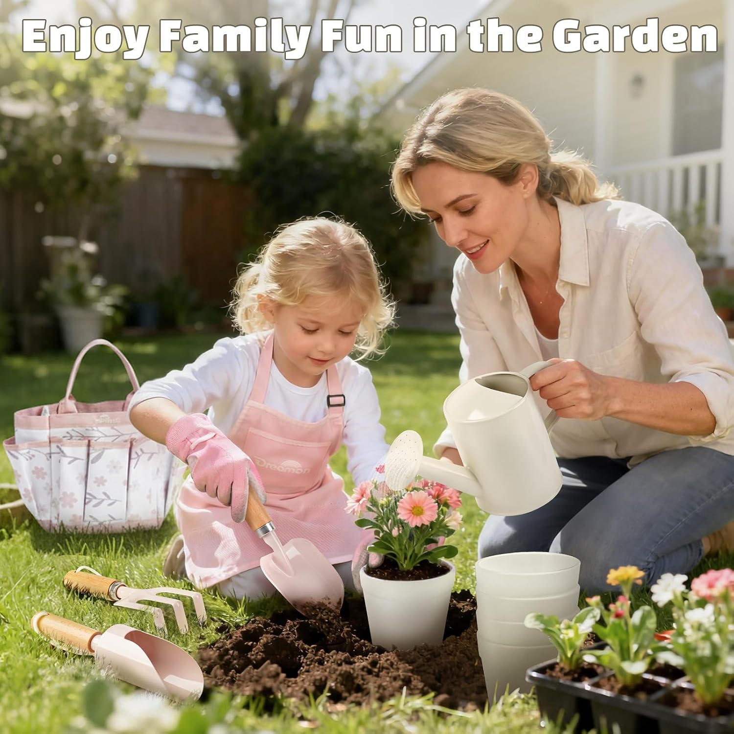 Kids Gardening Set, Quality Garden Tool Kit for Toddler, Outdoor Toys Gift | Gardening Set with Tote Bag, Apron