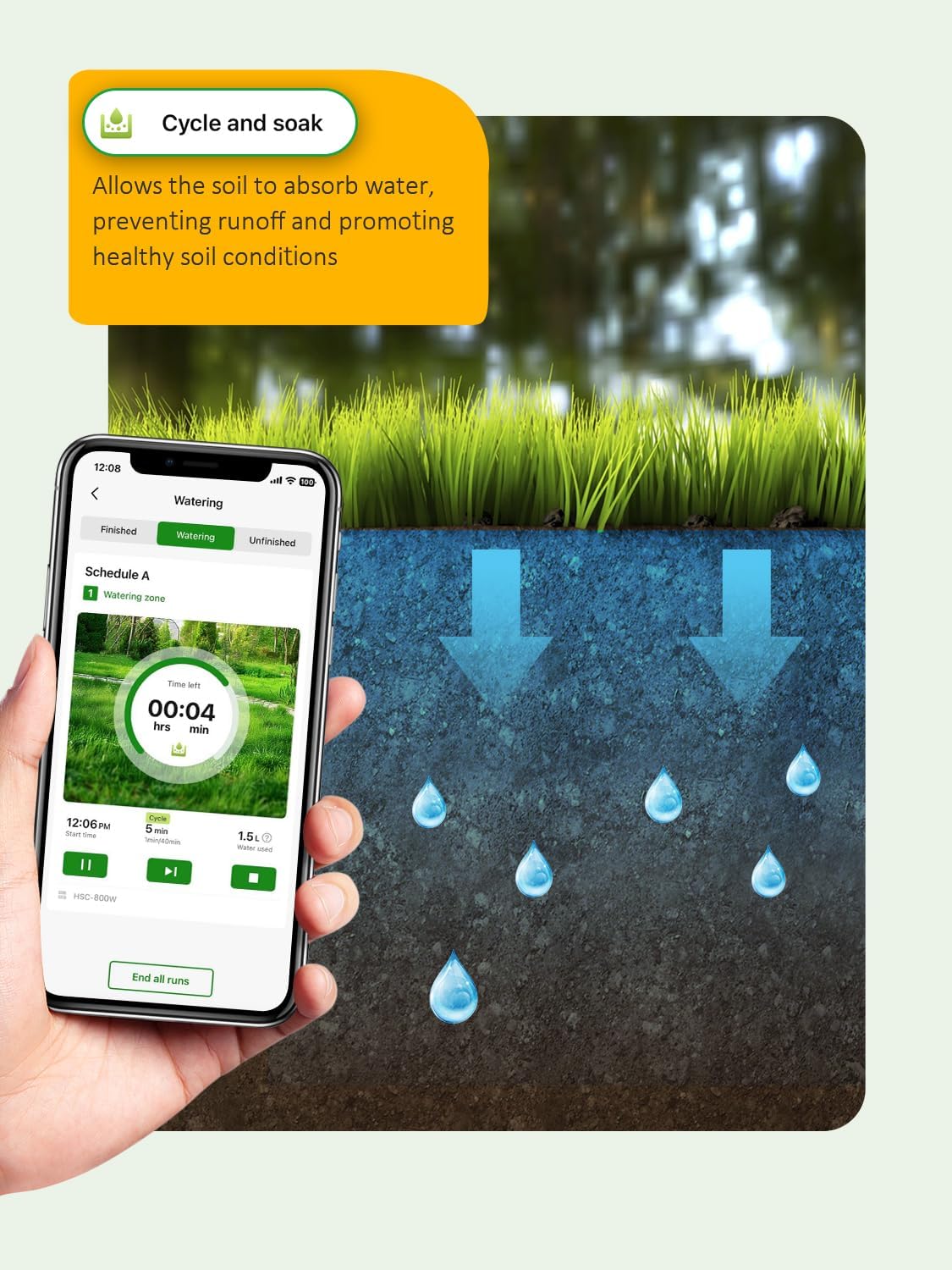 Indoor Smart Sprinklers Controller WiFi, Irrigation Controller Easy Use App Enabled, 8 Zone + 16 Plans, Save Water Auto