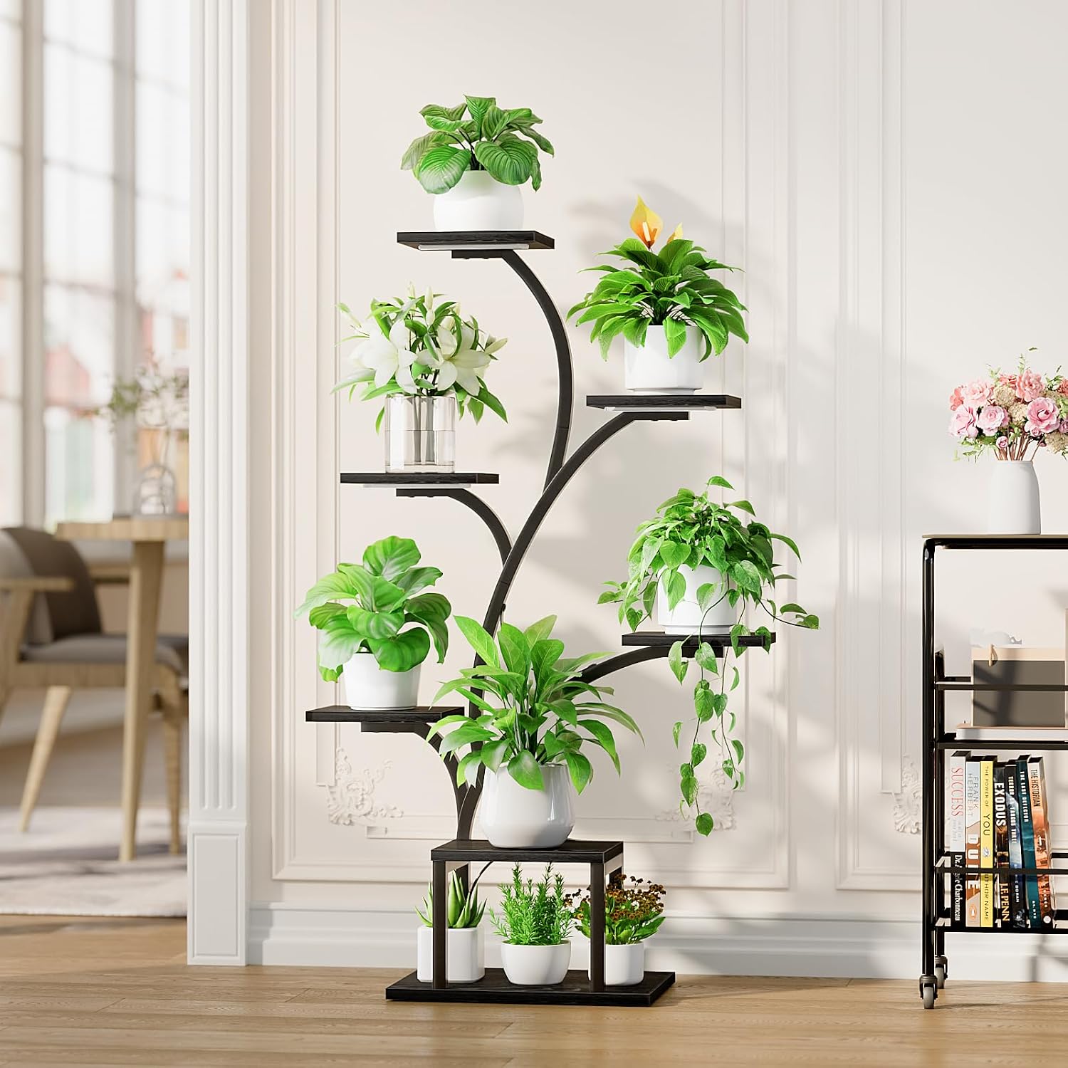 BACEKOLL Plant Stand Indoor with Grow Light, 7 Tier 49" Lighted Plant Shelf | Tree-Shaped Tall Holder with Full