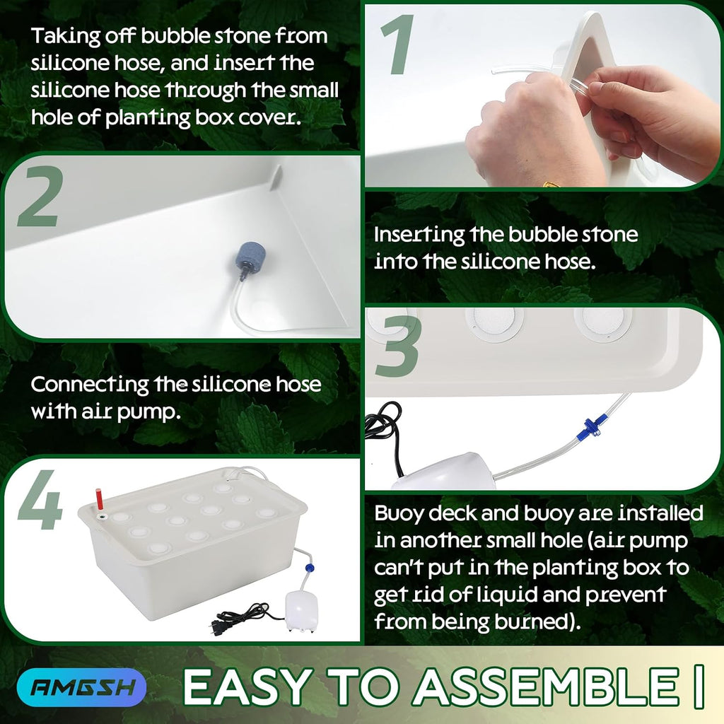 Hydroponics Growing System Kit with Air Pump, Bubble Stone | 12-Hole Indoor Hydroponic System Grow Box, Indoor