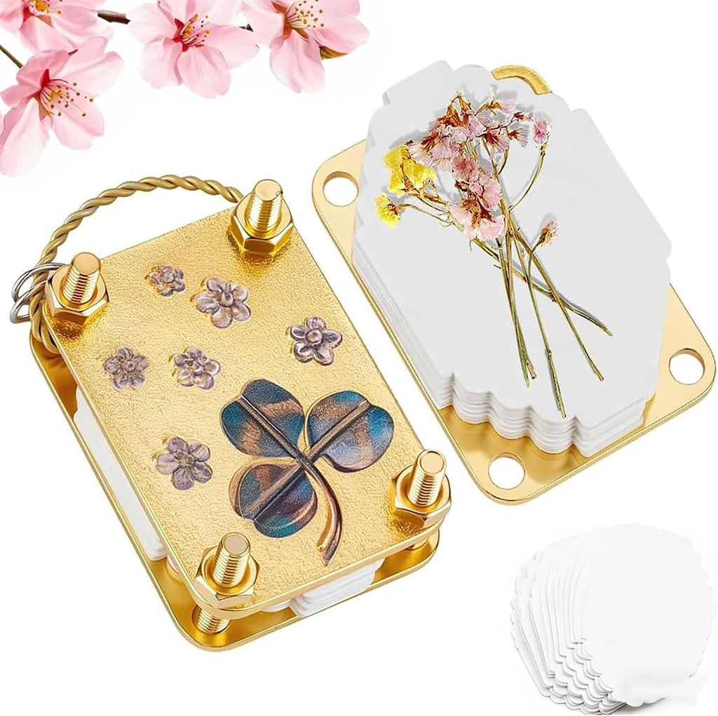 Mini Flower Press Keychain,Micro Flower Press Kits, with 20Pcs Paper-Portable Miniature Flowers Drying Press Kit, for Travel Outdoor, Presses Plant, Leaves, Micro Flowers (Style C)