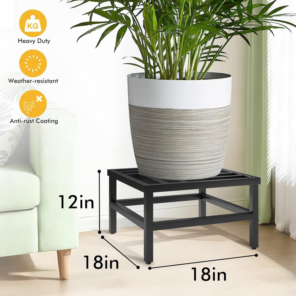 Plant Stand Indoor Outdoor, 18 Inch Heavy Duty Plant Stands Riser Metal Pedestal Stand for Large Flower Pot, Wrought