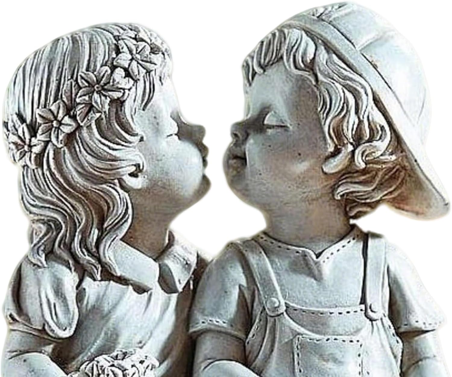 Outdoor Boy Girl Statue for Garden, Yard & Flower Bed Decor | Weather-Resistant Resin, Fist Kiss Figurine Adds