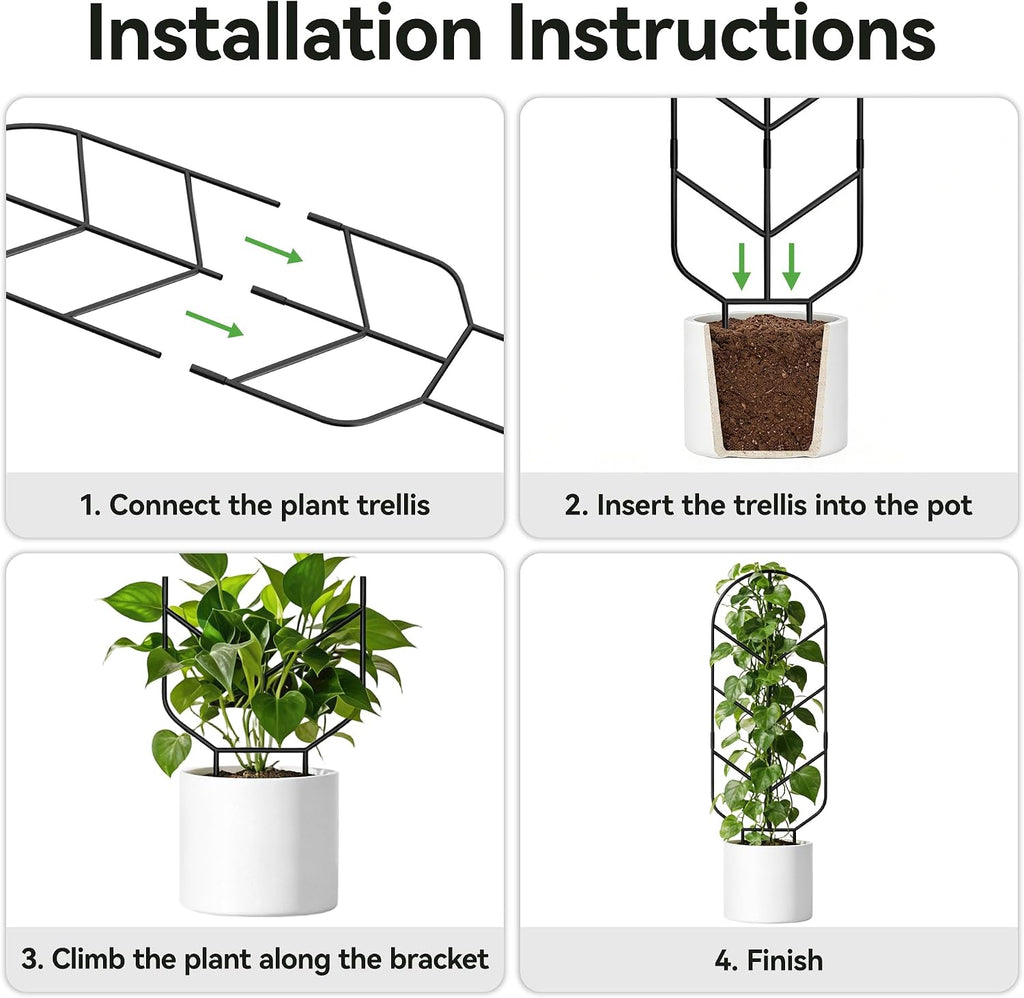 4 Pack 30'' Large Metal Plant Trellis for Climbing Plants, Tall Plant Support for Indoor & Outdoor Use, Modern