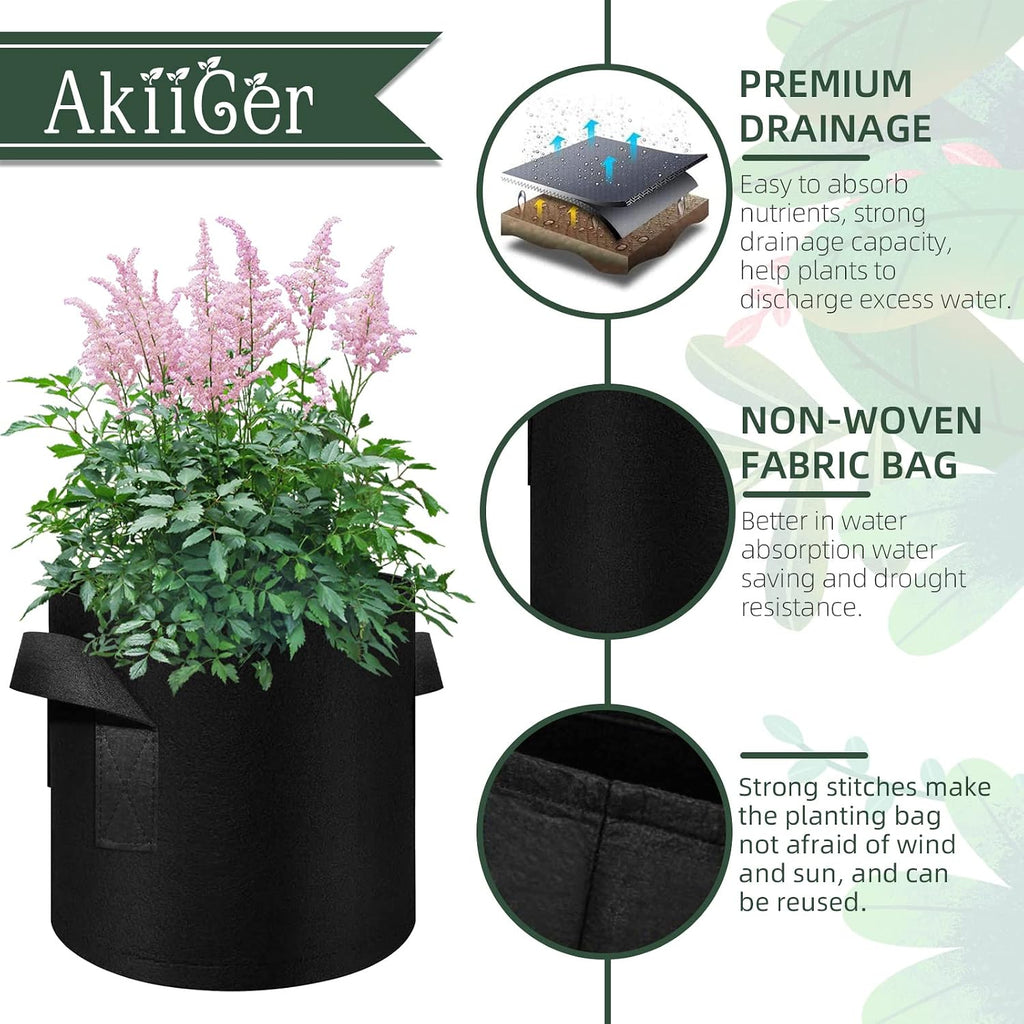 10 Gallon Grow Bags 30 Pack, Heavy Duty Thickened Nonwoven Fabric Pots with Handles, Plant Grow Bags for