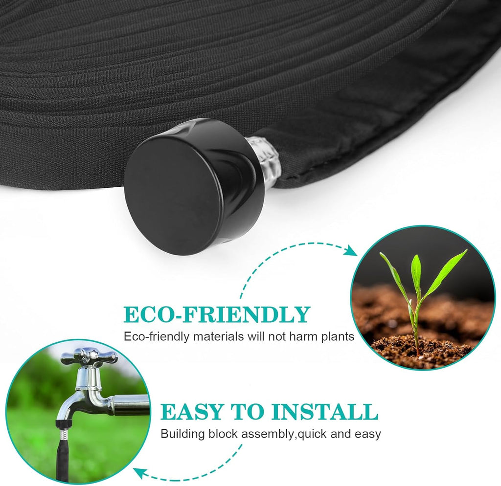 AIODE Flat Soaker Hose 200FT (50FT 4Pack) for Garden Beds Drip Hose Heavy Duty Save 80% Water for Vegetable Tree (200FT)