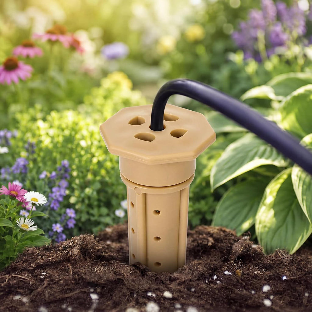 Briwooody 6 Pack 8 Inch Garden Watering Stake Large UV Protected ABS Plastic Deep Root Irrigation Spike Brown Drip