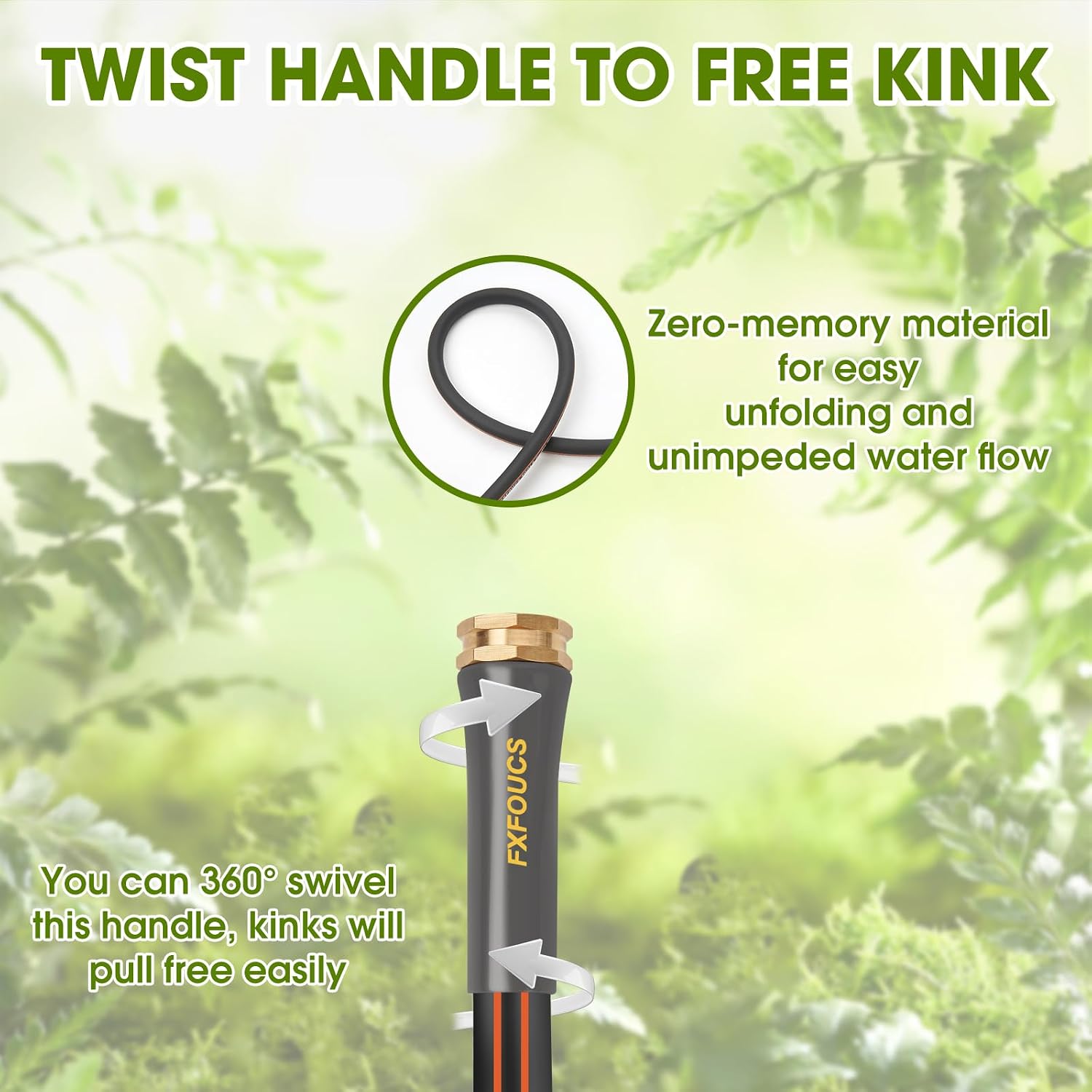 Heavy Duty Garden Hose – 5/8 Inch Flexible, Lightweight Hybrid Hose with 600 PSI Burst Pressure, Swivel Handle, and