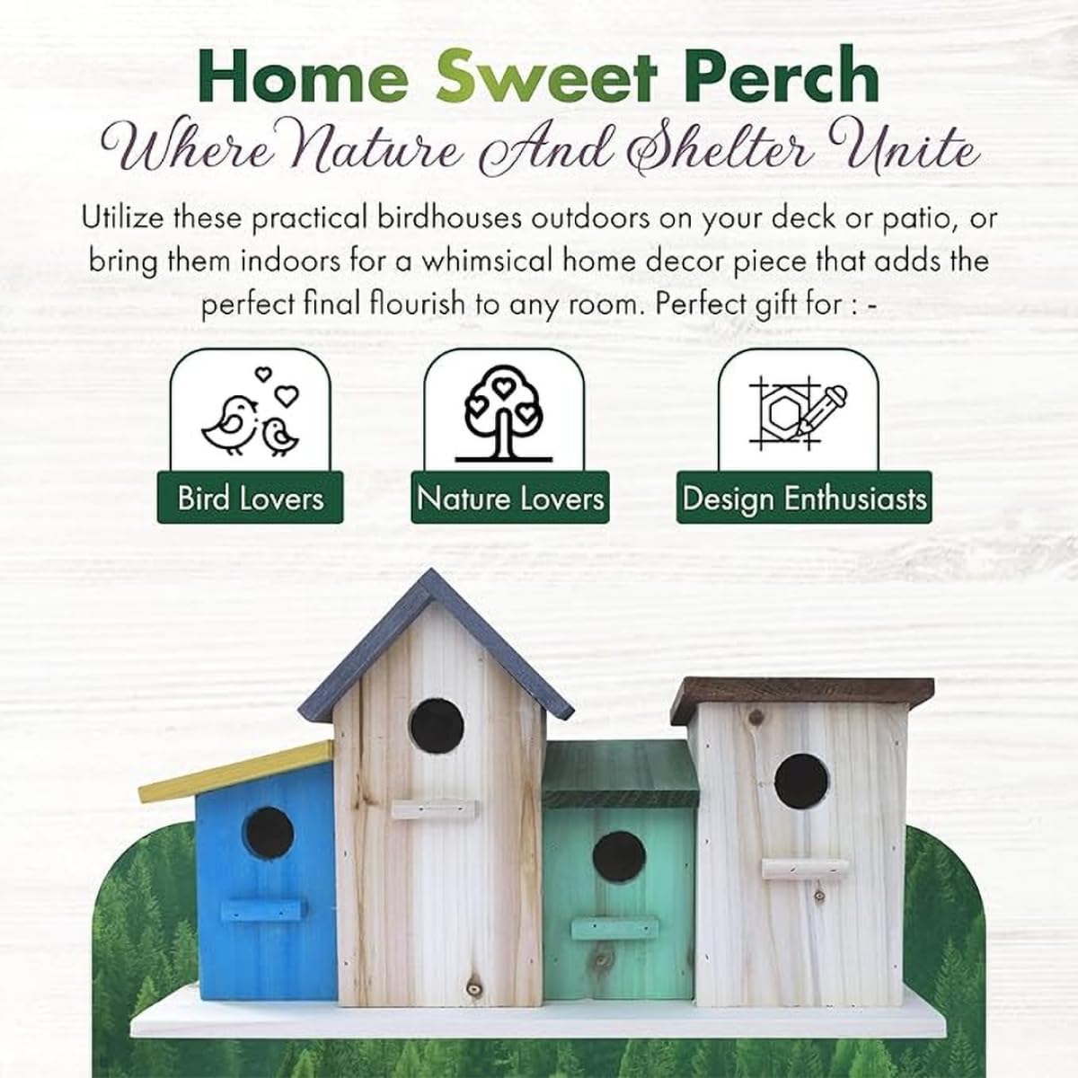 23 Bees 4 Hole Bird House for Outside/Indoors/Hanging, Kits for Children & Adults, Decorative Birdhouse &Home