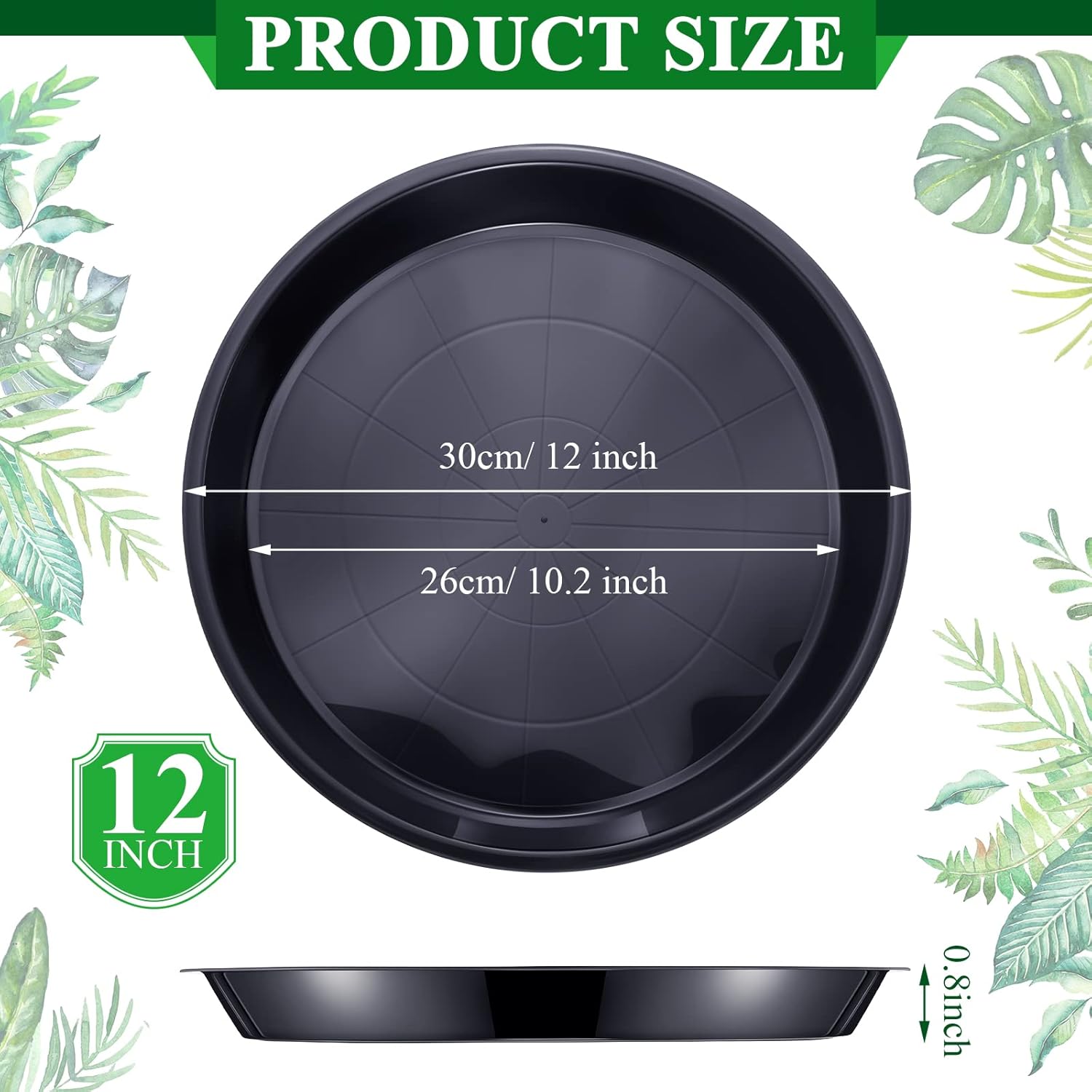 Sawysine 30 Pack Plastic Plant Saucer Round Drip Trays Black Flower Pot Saucers Thick Plant Dish Sturdy Water Tray