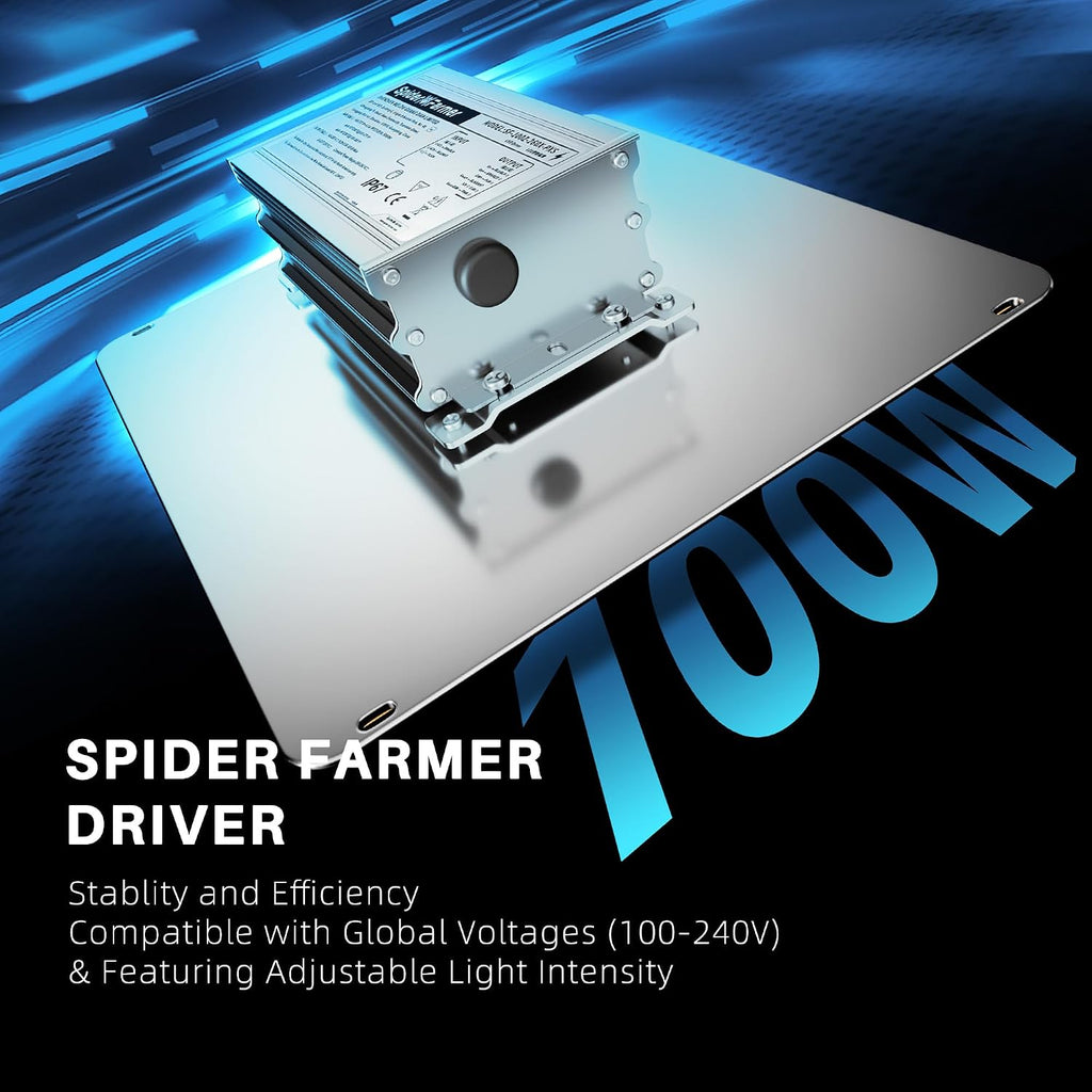 Spider Farmer SF1000D LED Grow Light, Dimmable Full Spectrum for 2x2 Tent | Upgraded Diodes & Enhanced PPFD, 100W Grow
