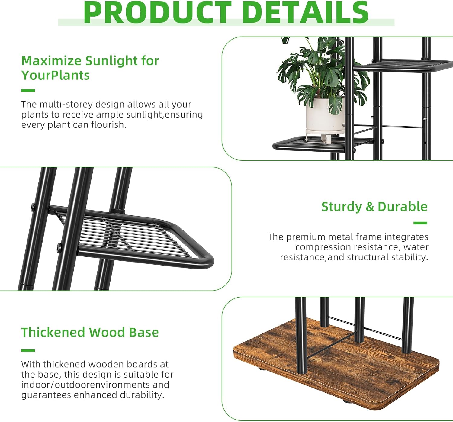 Simple Trending Plant Stand Indoor Outdoor, 6 Tier Plant Shelf, Tall Corner Flower Pot Holder, Metal Display Rack for