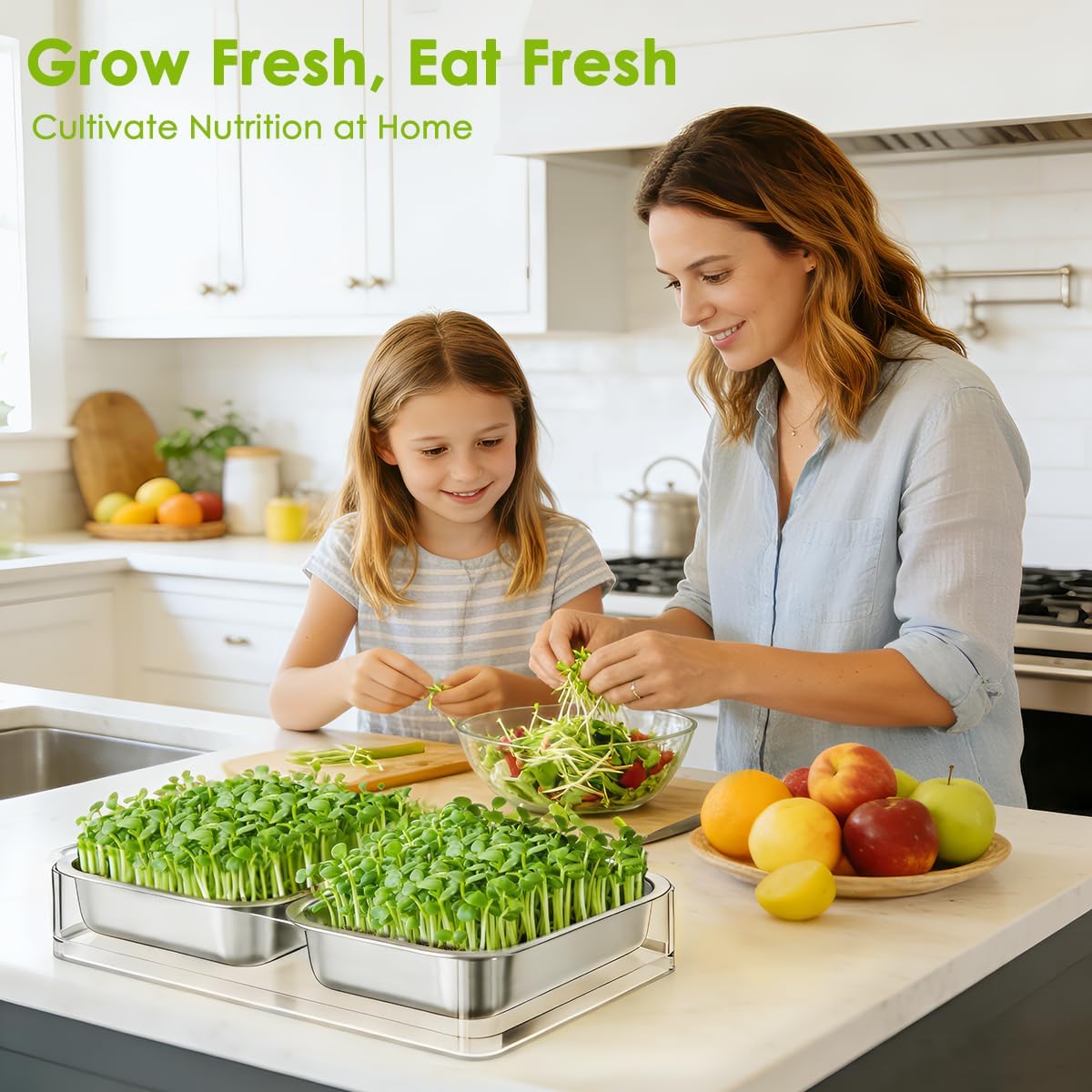 FANHAO Upgraded Visual Seed Sprouter Tray, Stainless Steel Soil-Free Cultivation Germination Tray with Acrylic Base