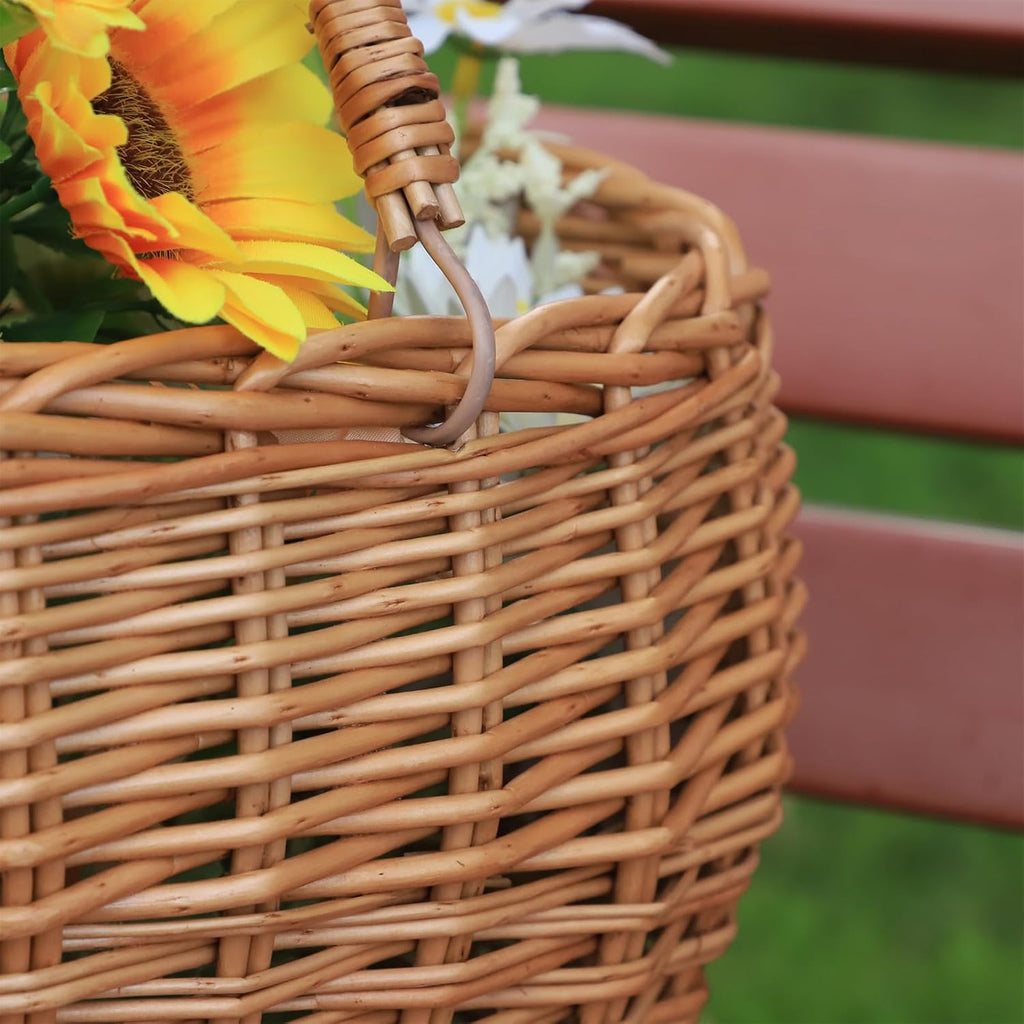 JJSQ Wicker Picnic Basket with Handles Woven Garden Harvest Market Basket Wicker Flower Basket for Storage Easter