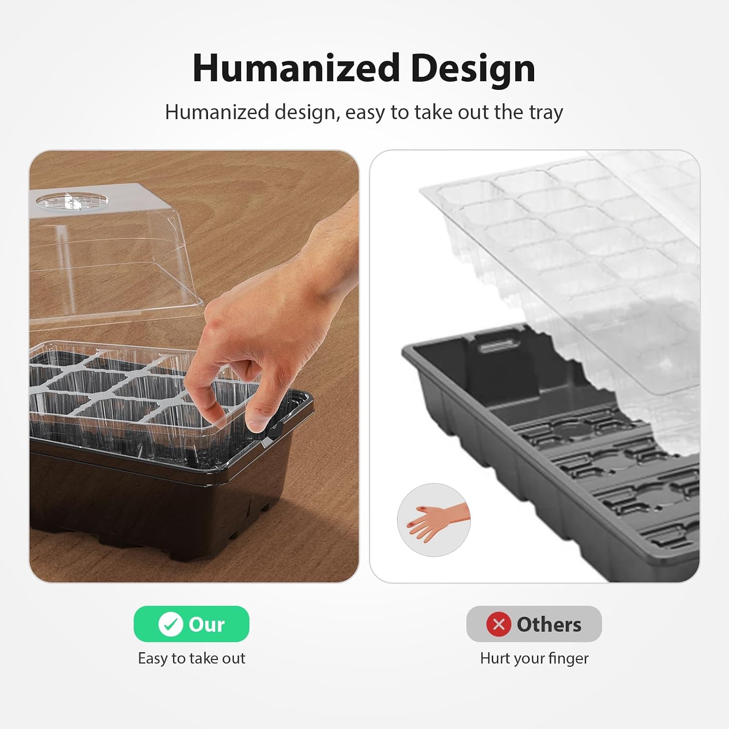 Seed Starter Tray, 20PCS Seed Starter Kit, Seedling Starter Trays with Heightened Lids for Seed Staring, Indoor