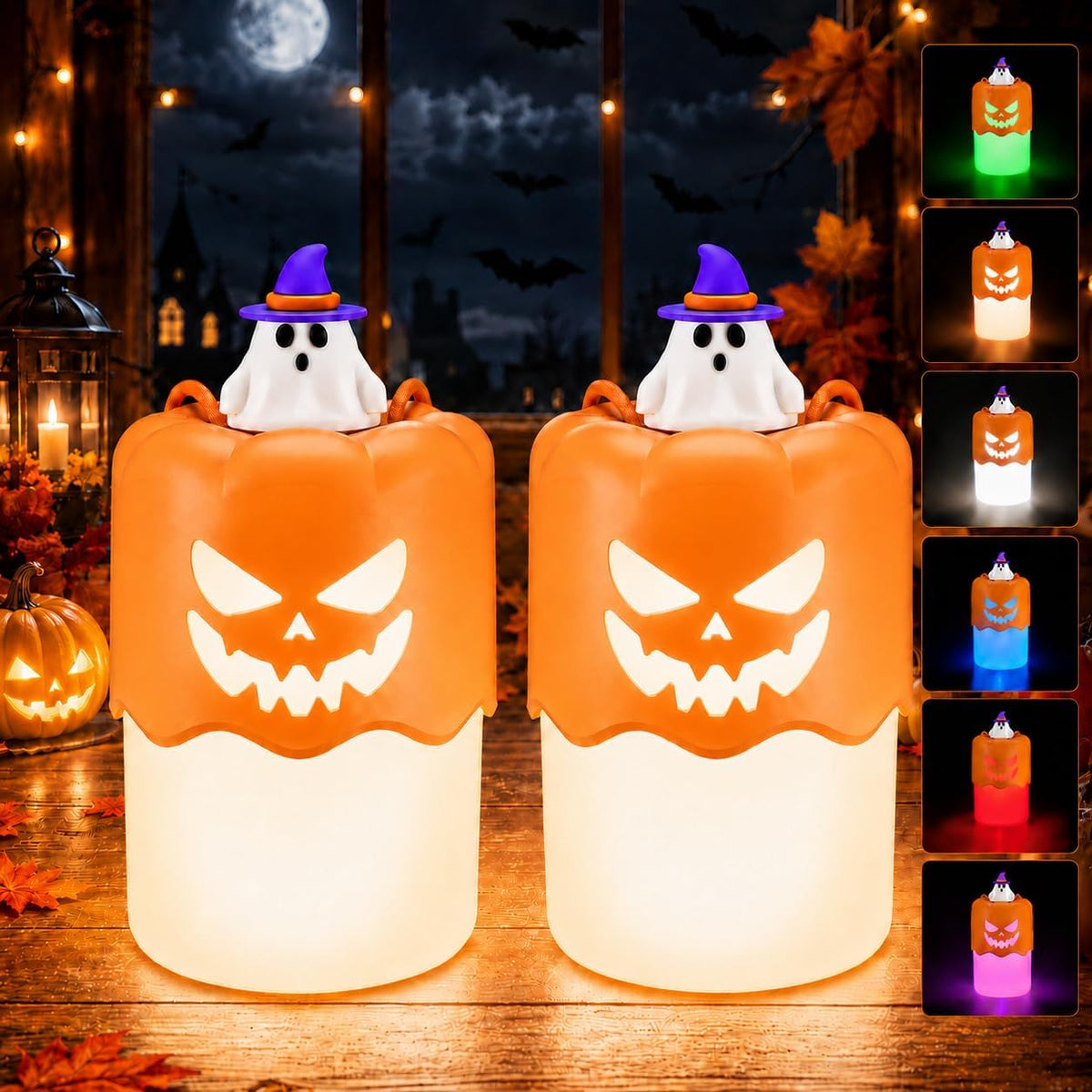 Rechargeable Halloween Pumpkin Lantern Light Collapsible Jack O Lantern