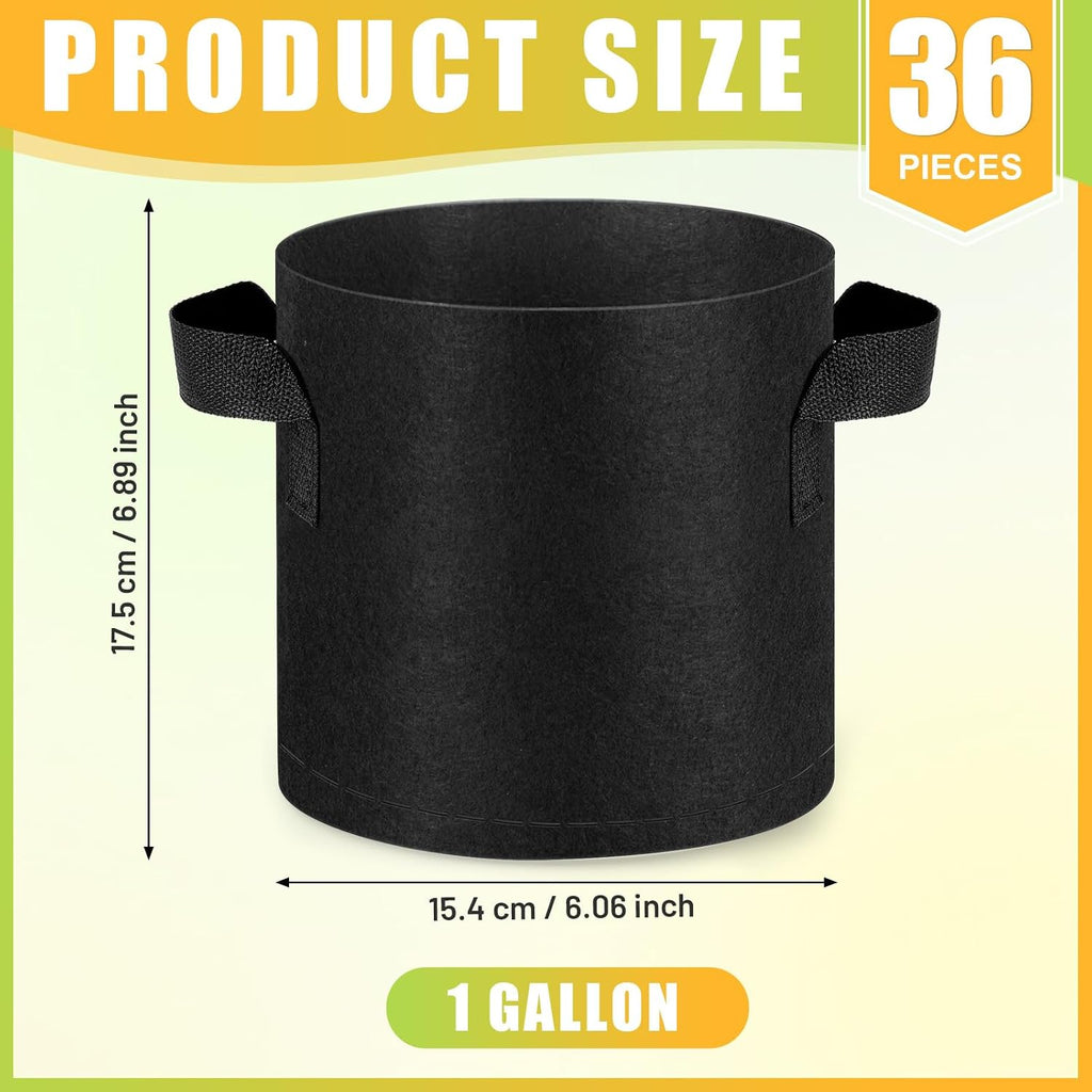 Nuanchu 36 Packs Grow Bags Bulk Aeration Fabric Pot with Handles Thickened Nonwoven Garden Bags to Healthy Root Growth