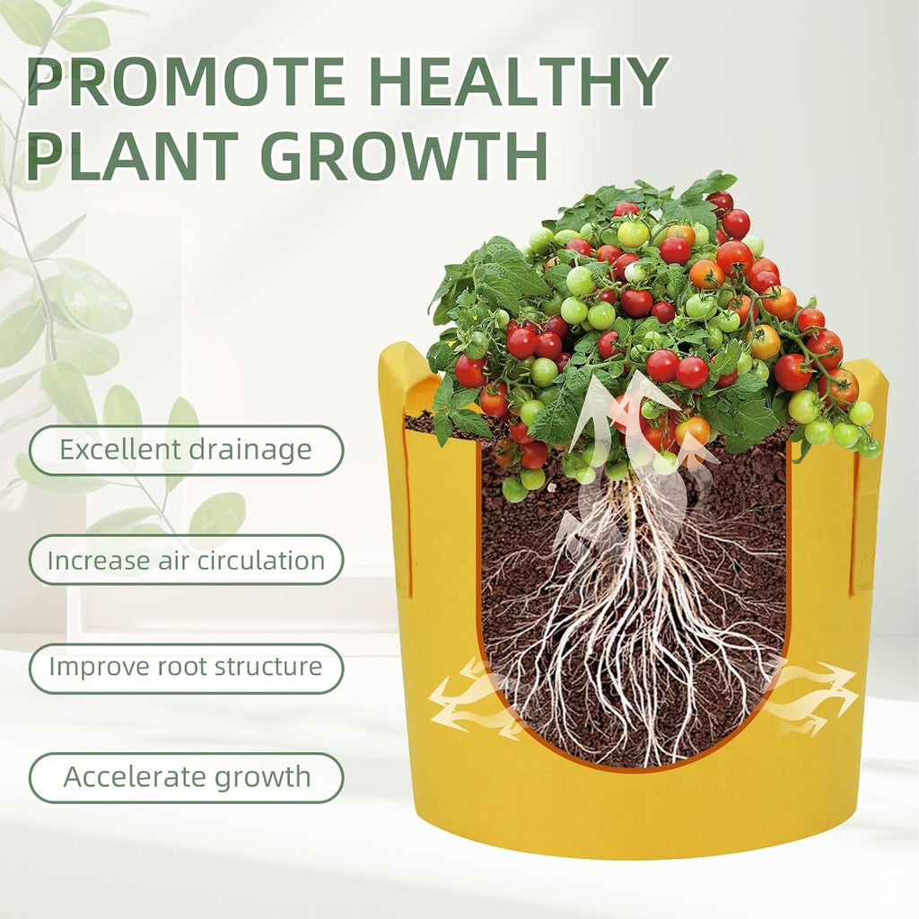 LITLANDSTAR 7 Pack Multicolor Grow Bags, Thickened Nonwoven Plant Fabric Pots with 4 Colors and 4 Sizes - 5/7/10/15