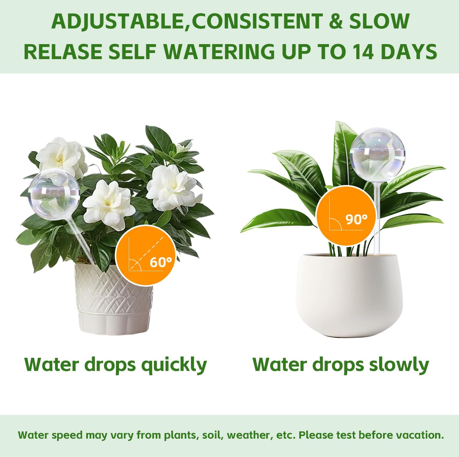 Large Self Watering Globes,Glass Automatic Plant Waterer for Vacation/Daily | Rainbow Gradient Glass Spikes,Slow