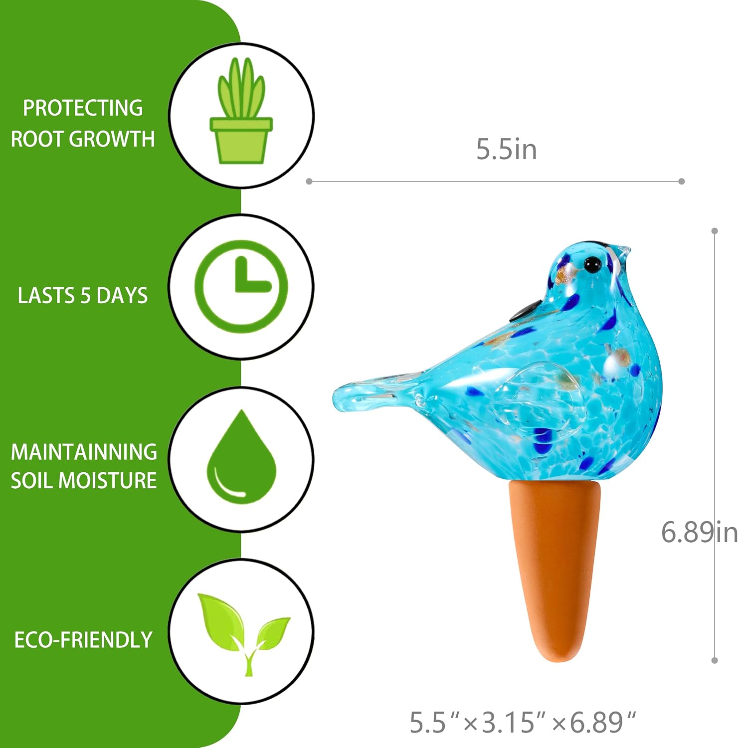 Glass Bird Shaped Plant Watering Ball Glass Automatic Watering Ball Flower Pot Insertion Spike Drip Irrigation Device