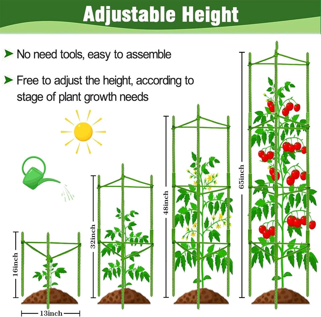 63Inch Tomato Cage for Garden, 4Pack Plant Support Garden Stakes | Adjustable Tall Tomato Cages, Tomato Trellis for
