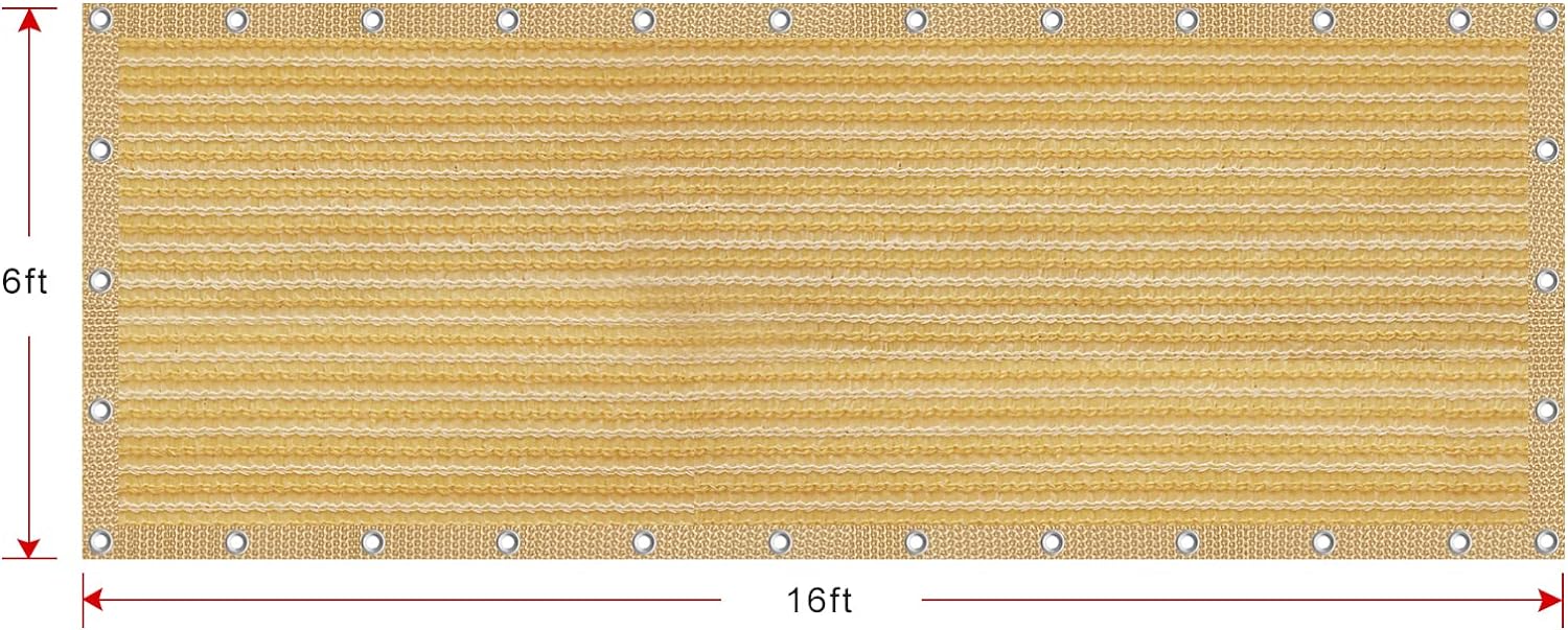 Shatex 90% Shade Fabric 6X 16ft Sun Shade Cloth Taped Edge with Grommets Sun-Block Mesh Shade for Pergola Cover Canopy
