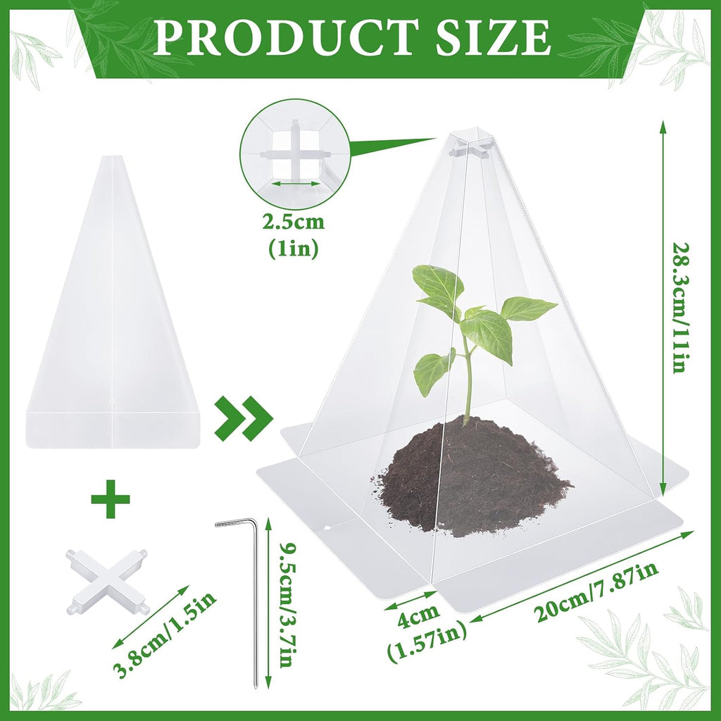 Reusable Plastic Garden Cloches, 7.8" x 11" Mini Greenhouse, 1.2mm Thick Clear Bell Covers with Metal Stakes Against