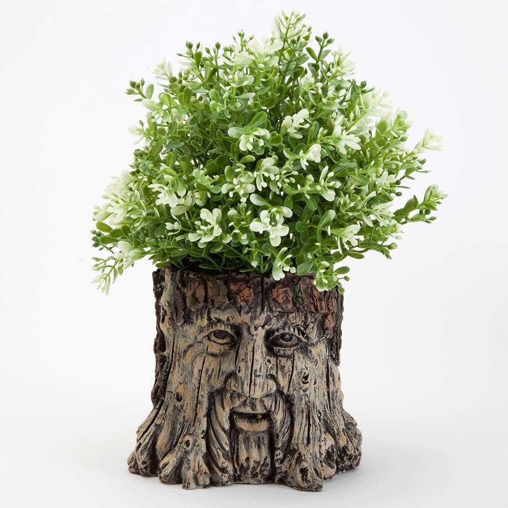 Bits and Pieces - Tree Face Garden Planter Flower Pot - 5 1/2 Inch | Durable Polyresin Indoor-Outdoor Urn for Plants