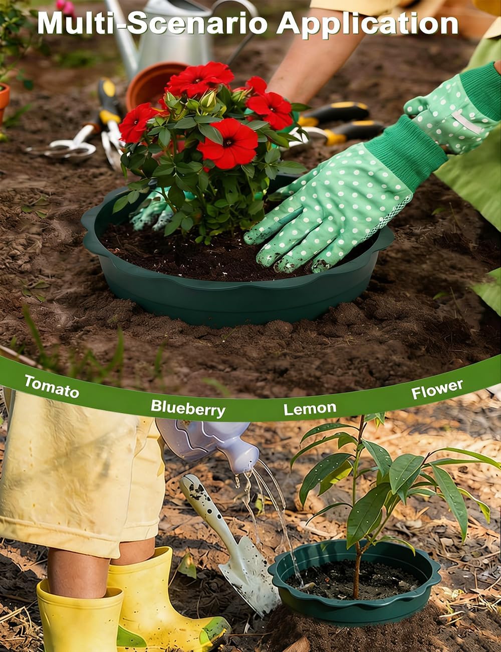 12pcs Planting Grow Rings, 10IN Round Edging Planting Protective Rings for Watering Vegetable, Herb, Flower, Circle