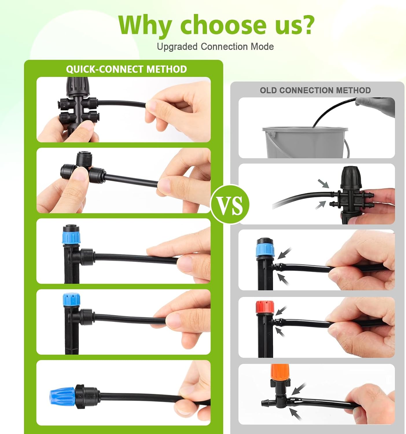 230FT New Quick-Connect Drip Irrigation System Kit, Automatic Garden Watering Misting System for Greenhouse, Yard