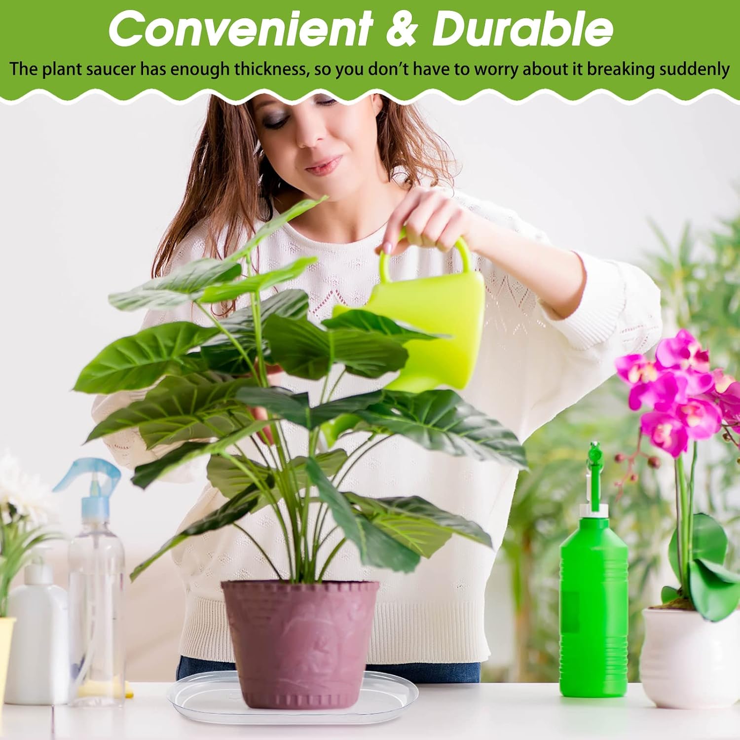 10 Pcs 12 x 6 Inch Plant Tray Plastic Plant Saucer Window Sill Tray Rectangular Drip Trays Plastic Oval for Indoors