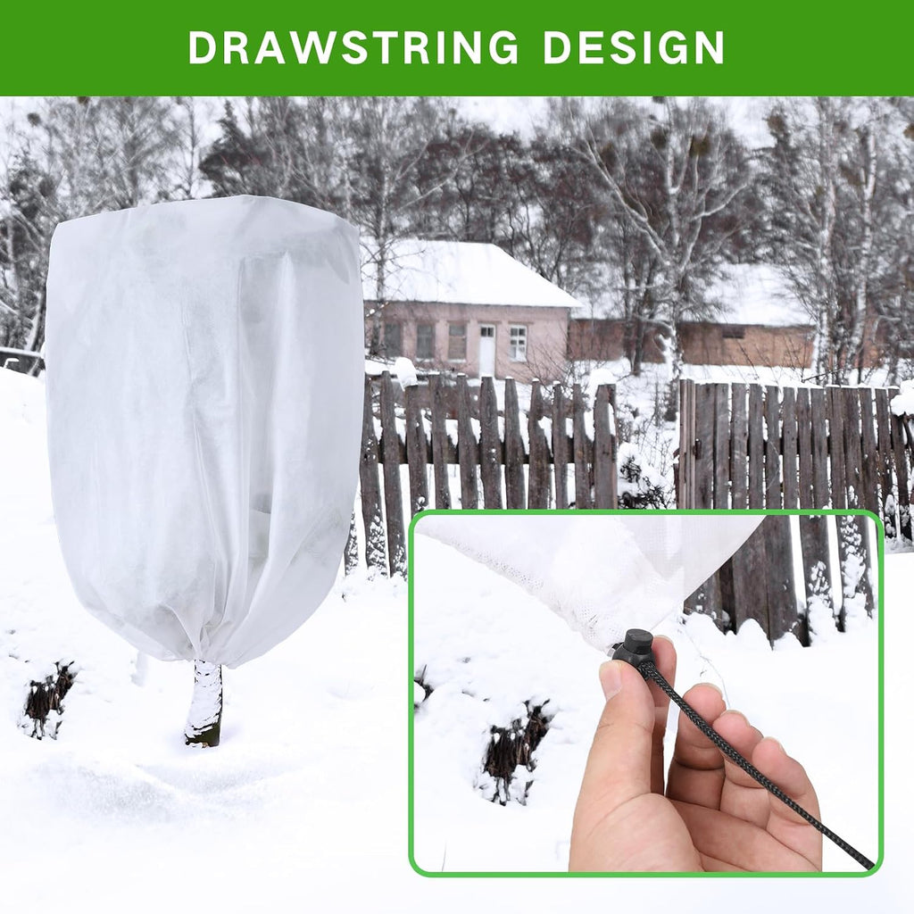 Garutom 2-Pack Plant Covers Freeze Protection 48" x 72" 2.2 oz, Frost Cloth Plants Jacket Drawstring Tree Cover for