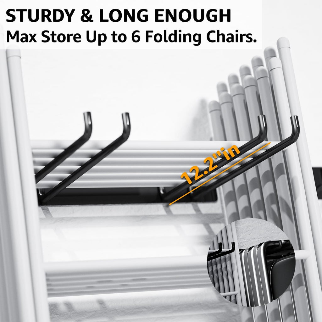 YYR Folding Chair Storage Rack, Garden Tool & Foldable Chairs Organizer Hangers for Garage Organization, Lawn, Beach