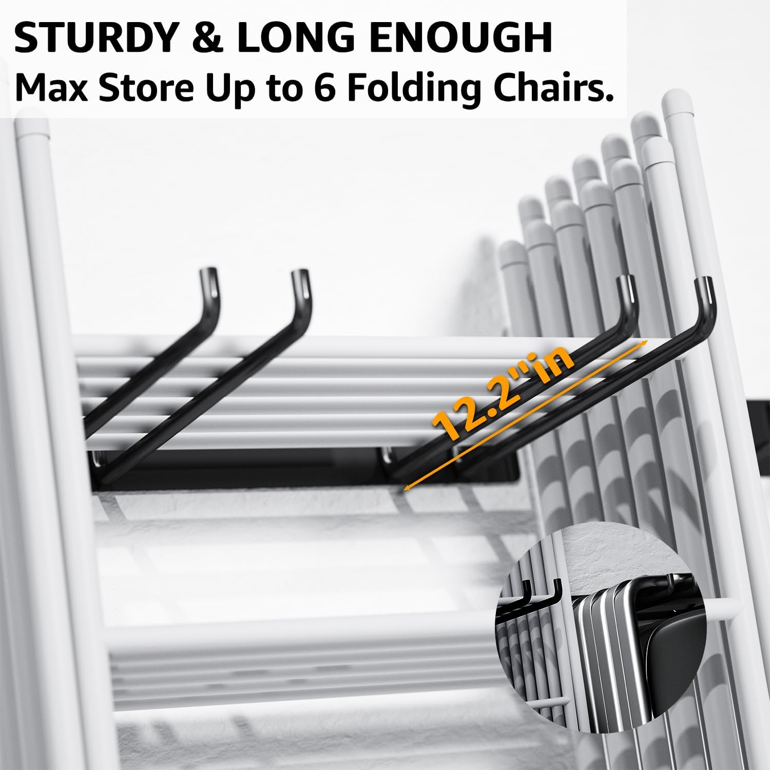 YYR Folding Chair Storage Rack, Garden Tool & Foldable Chairs Organizer Hangers for Garage Organization, Lawn, Beach