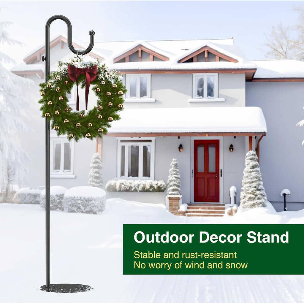 74" Shepherds Hook Stand: Hanging Bird Feeders, Plants, and Wind Chimes | Heavy Duty, Adjustable, Free Standing Pole