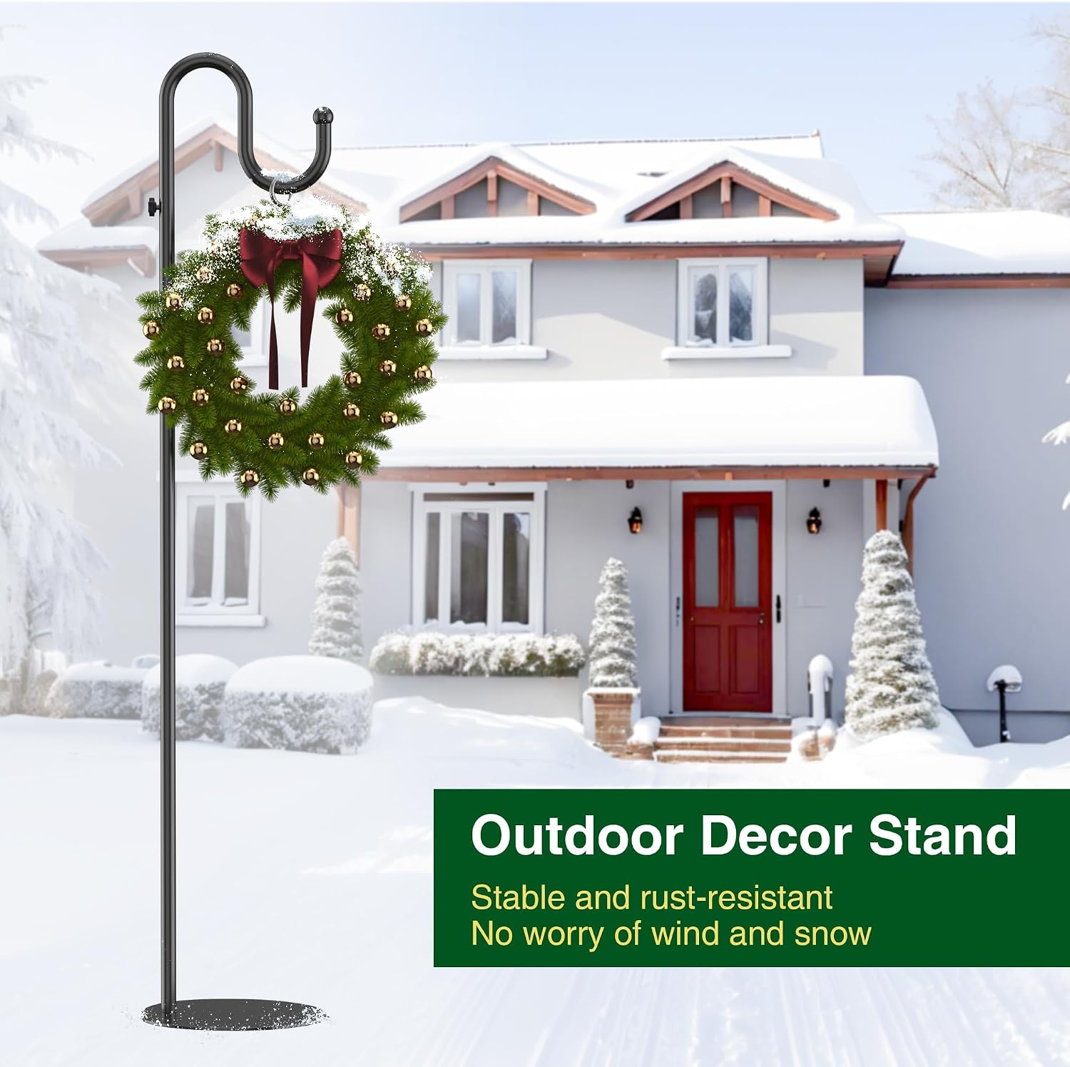 74" Shepherds Hook Stand: Hanging Bird Feeders, Plants, and Wind Chimes | Heavy Duty, Adjustable, Free Standing Pole