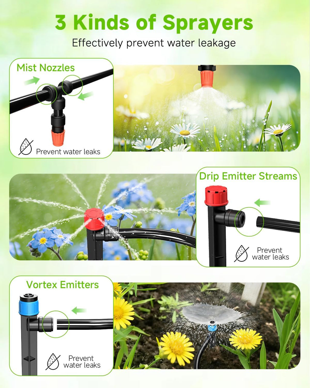 124FT Drip Irrigation System with LCD Timer, Automatic Watering System Kits,5/16 Inch Hose 1/4 Inch Distribution Tubing