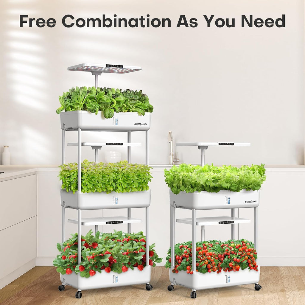Indoor Garden Hydroponics Growing System Kit: 66 Pods Plant Herb Garden Germination Kit with LED Grow Light, 30L Large